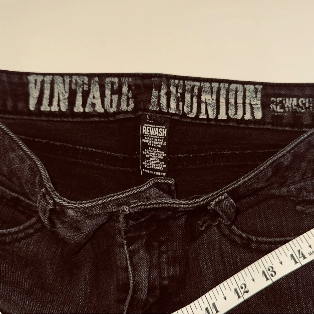 Vintage Reunion Black Distressed Ripped Jeans Size 7 Juniors Grunge Indie Sleaze